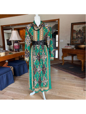 🐆 Vintage 1980s Skirt & Blouse Set | Leopard + Chain Print | Howard Wolf 🐆